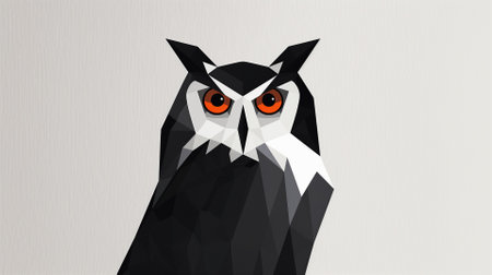 Owl in low poly style on white background. Vector illustration.の素材