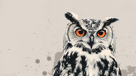 Owl with big eyes on grunge background. Vector illustration.の素材