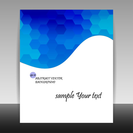 Abstract cover design, business brochure template layout, report, booklet with blue hexagonal geometric shapes on polygonal background. Creative vector Illustration.のイラスト素材