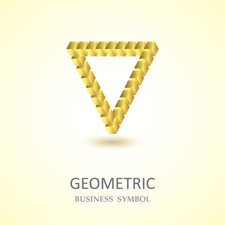 The geometric design of company logo.Triangle.Cube.Golden Vectorのイラスト素材