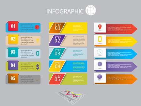 Set of infographic templates with numbers and text, business infographics elements set, workflow, process, steps or options, vector eps10 illustrationのイラスト素材