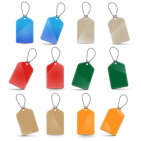 Empty Retro Colorful Vector Labels with Strings Isolated on White Backgroundのイラスト素材