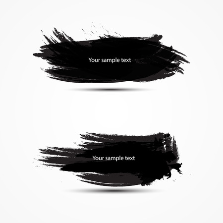 Two black banners with place for text Vector brushのイラスト素材