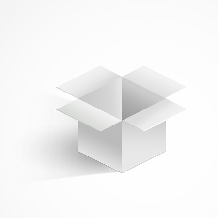 Grey open box with realistic shadows isolated on white vector.のイラスト素材
