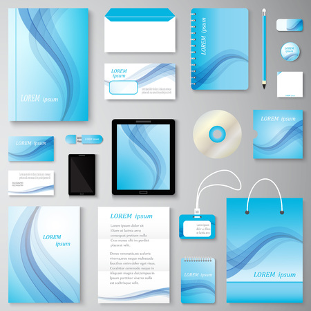Vector creative wave corporate identity set of Stationery Branding.のイラスト素材