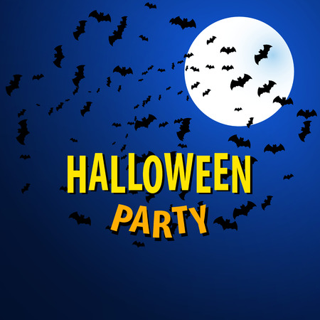 Halloween vector background with moon and bats.のイラスト素材