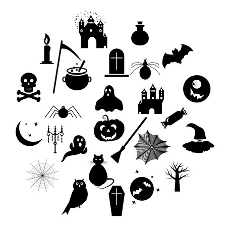 Set of halloween icons on white backgroundのイラスト素材
