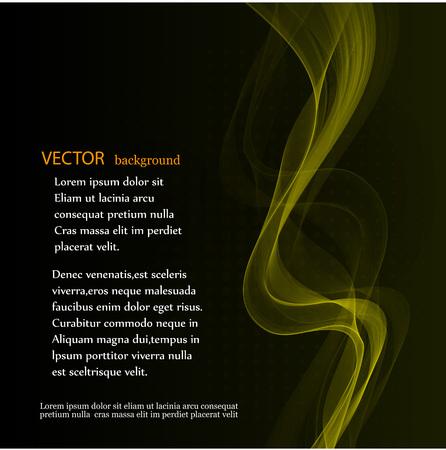 Yellow abstract waves on black background Abstract backgraundのイラスト素材