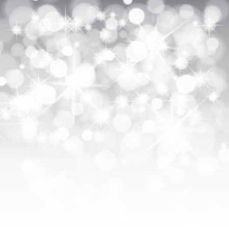 Lights on silver background illustration. Light silver abstract Christmas background with white snowflakesのイラスト素材