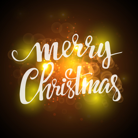 Christmas background with bokeh and inscription merry Christmasのイラスト素材