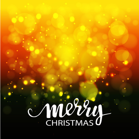 Christmas bright background with bokeh and inscription merry Christmasのイラスト素材