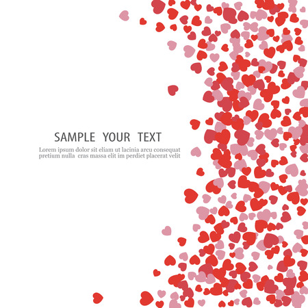 Red hearts confetti Valentines day or Wedding vector backgroundのイラスト素材