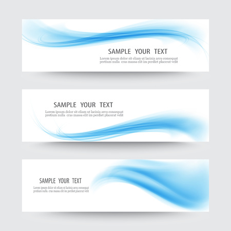 Vector banners set Three white banner with blue transparent abstract waves.のイラスト素材