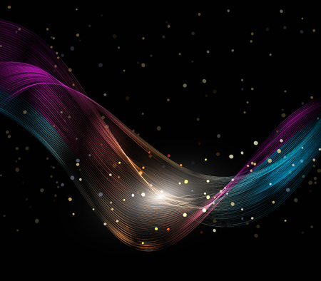 Abstract waves and lines on a black background Elegant abstract black backgroundのイラスト素材