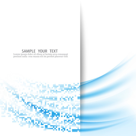 Abstract wave background Blue wave turns into a white and blue rectanglesのイラスト素材
