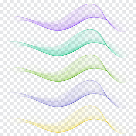 Set abstract wave Transparent,smooth vector waves.A set of five color waves.のイラスト素材