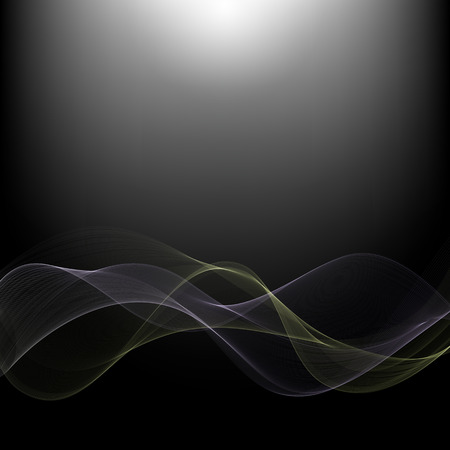 Abstract dark technology background with a bright glow.Blue and green waves.のイラスト素材