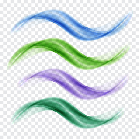 Set of blue and green translucent waves.Vector background abstract wavesのイラスト素材
