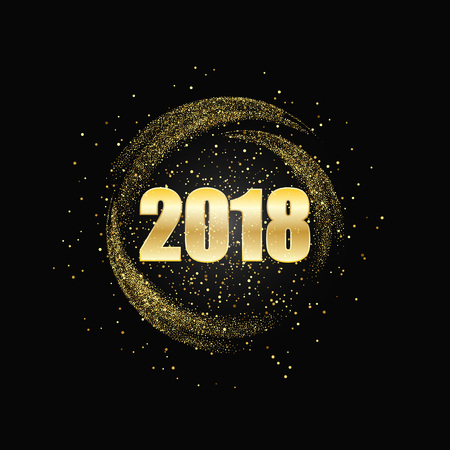 Holiday background with gold glitter particles in a circle.のイラスト素材