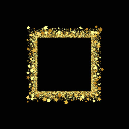 Vector square frame. Shining banner. Isolated on black transparent backgroundのイラスト素材