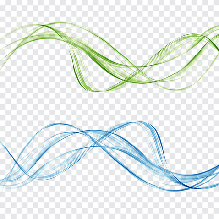 Abstract blue and green waves set on a transparent background Abstract design elementのイラスト素材