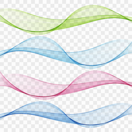Abstract smooth color wave vector set on transparent background.のイラスト素材