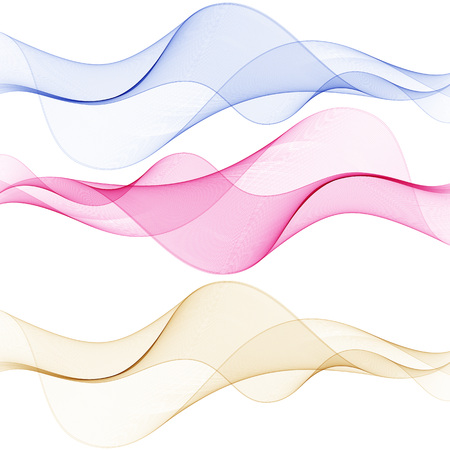 Blue, green and pink wave. A set of abstract design elements, wave flow.のイラスト素材