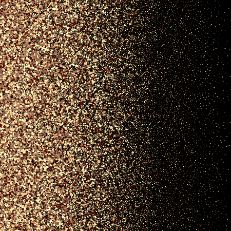 Gold glitter background with sparkle shine light confetti. Glittering black background. Golden shimmer texture for luxury backdrop design.のイラスト素材