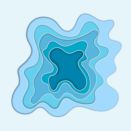 Abstract blue wave 3D background with paper cut shapes. Vector design layout for business presentations, flyers, posters. Eps10.のイラスト素材