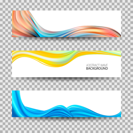 Set of banners with color waves.のイラスト素材