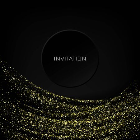 Vector gold glitter confetti wave on black backgroundのイラスト素材