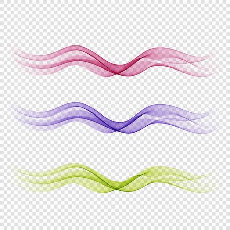 Set of abstract color wave smoke transparent blue pink green wavy designのイラスト素材