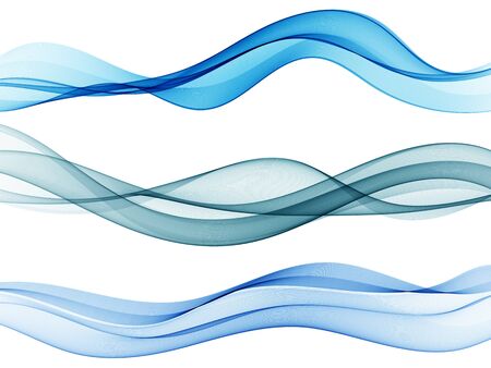 Set of vector blue abstract wave design elementのイラスト素材
