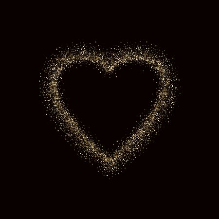 Abstract gold glitter background for the card, invitation, brochure, banner, web design.Gold glitters heartのイラスト素材