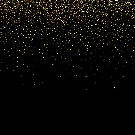Gold glitter texture on a black background. Golden explosion of confetti. Golden grainy abstract texture on a black background. Design element. Vector illustrationのイラスト素材