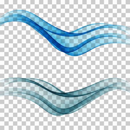 Abstract vector blue waves.The set of transparent waves.のイラスト素材