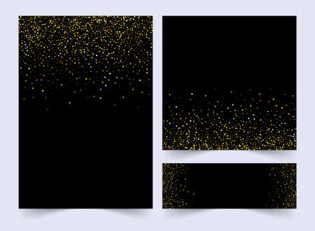 Set of black and gold banners. Greeting card or flyers design. Vector illustration. Happy New Year and Christmas. Posters invitation template.のイラスト素材