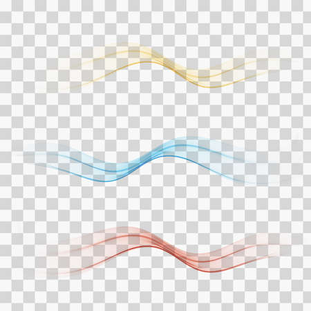 Abstract colorful lines divider collection of three beautiful gradient speed swoosh waves. Contemporary dynamic flyer template.のイラスト素材