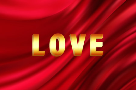 Beautiful red silk. Drapery textile background Vector Illustration Love backgroundのイラスト素材