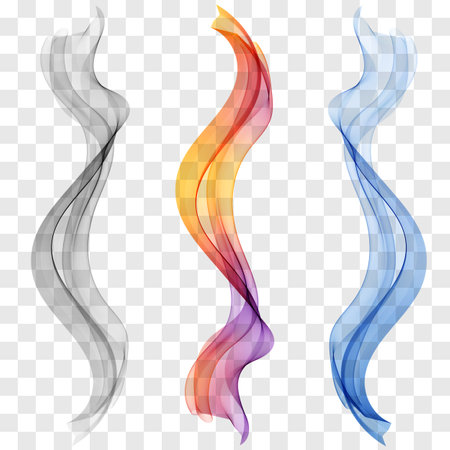 Set abstract wave. Colorful wave. Transparent wave set. Color wave. Smoke wave.のイラスト素材