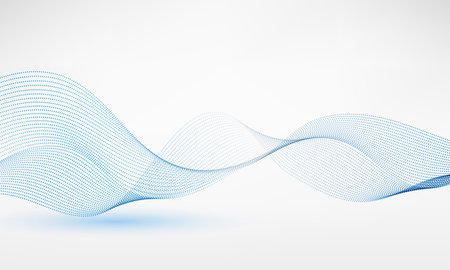 Abstract blue wave background, digital flowing particles .Cyber or technology background.Vector illustration.のイラスト素材
