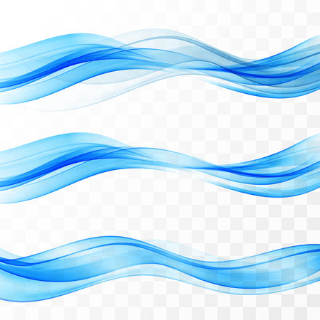 Set of blue abstract wave design elementのイラスト素材