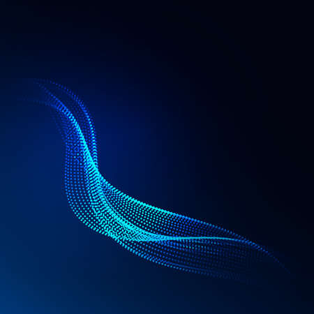 Beautiful wave shaped array of glowing dots.Abstract vector design element.