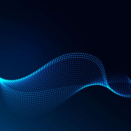 Beautiful wave shaped array of glowing dots.Abstract vector design element.のイラスト素材