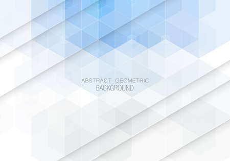 Geometric shaped design of blue hexagons. Brochure templateのイラスト素材