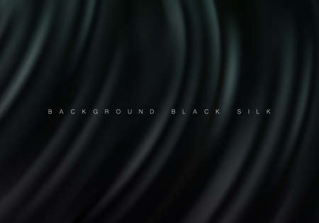 Black silk background Vector drape background Wave flowのイラスト素材