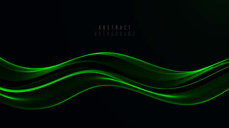 Abstract golden stripe on black background Shiny golden wave with glow and glitter effect.Vector illustrationのイラスト素材