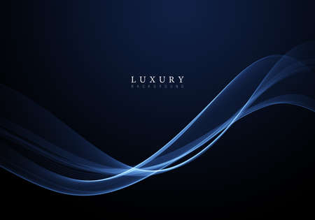 Abstract shiny color blue wave design element on dark background.のイラスト素材