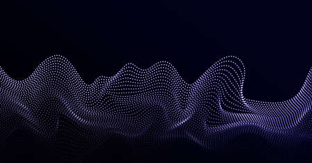 Blue particles wave background. Big data technology. Vector grid illustration.