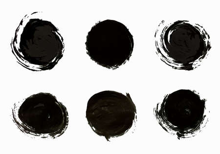 Set of black blots.Black spots, uneven edge.Watercolor texture.Vectorのイラスト素材